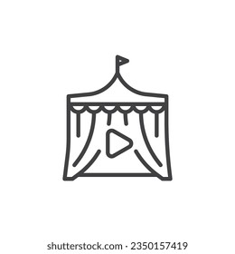 Circus tent line icon. linear style sign for mobile concept and web design. Circus, entertainment outline vector icon. Symbol, logo illustration. Vector graphics