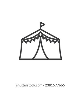 Circus tent line icon. linear style sign for mobile concept and web design. Circus outline vector icon. Festival symbol, logo illustration. Vector graphics