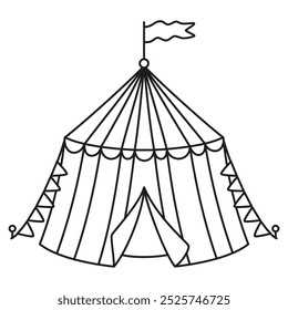 circus tent line icon, outline simple vector illustration isolated on white background, logo and symbol