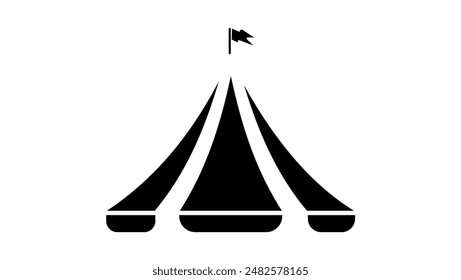 Circus tent logo, black isolated silhouette