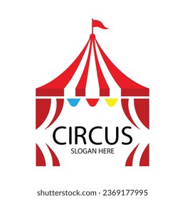 circus tent logo design template illustration on white background	
