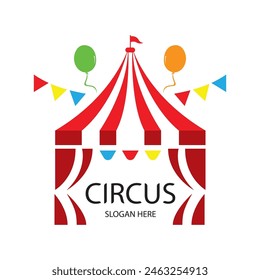 Circus Zelt Logo Design Vorlage Vektorillustration auf weißem Hintergrund	