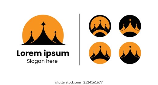 Circus Tent Logo for Entertainment, Carnival, and Festival vector illustration artwork. Circus Tent Logo set