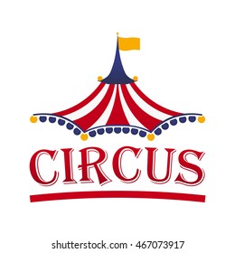 Plantilla de logotipo de tienda de circo. Ilustración vectorial.