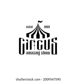 Circus tent logo vintage retro template vector illustration