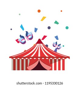 circus tent masks confetti carnival celebration