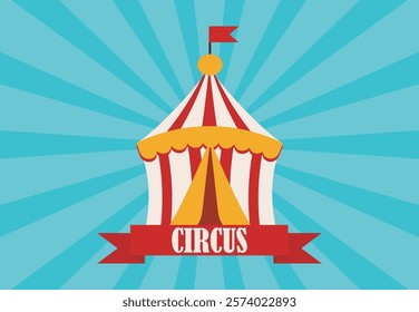 Circus tent on a blue background. World Circus Day concept.