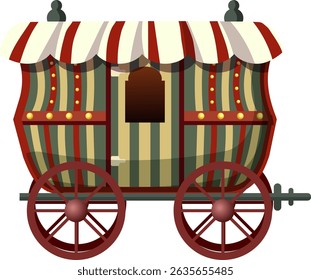 Circus tent on wheels. Vintage circus banner. Fun fair vector poster