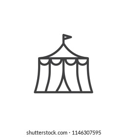 Circus tent outline icon. linear style sign for mobile concept and web design. Tent simple line vector icon. Symbol, logo illustration. Pixel perfect vector graphics