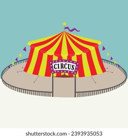 Una carpa de circo en un parque. Ilustración vectorial.