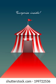 Circus tent and red carpet. Vector illustration.