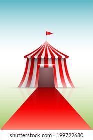 Circus tent and red carpet. Vector illustration.
