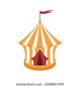 Circus tent with a red flag on the roof