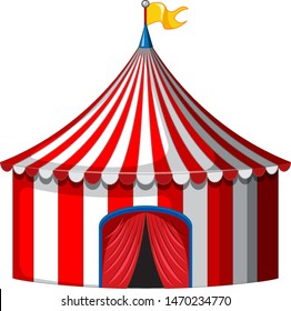 Circus tent in red and white color illustration