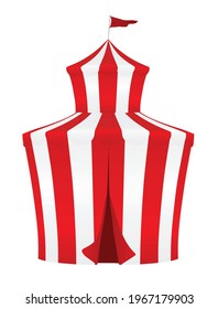 Tienda de circo. rojo y blanco.  ilustración vectorial