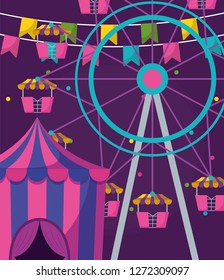 circus tent with ring and wheel