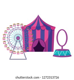 circus tent with ring and wheel