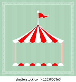 Circus tent sign with copy space on striped background with star border