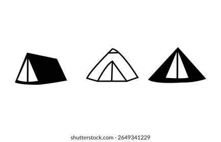 Circus Tent Silhouette.  Black and White Vector Icon Illustration