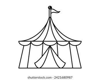 Circus tent silhouette drawing vector illustration 