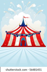 Circus tent with space for text