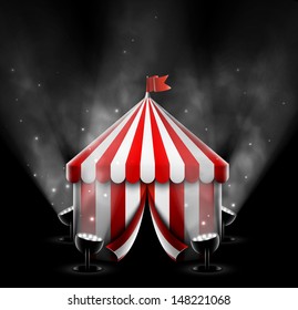Circus tent with spotlights, eps 10
