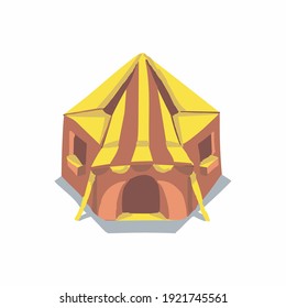 Tienda de circo en un estilo simétrico tridimensional