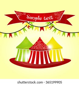Circus tent with tape and painted