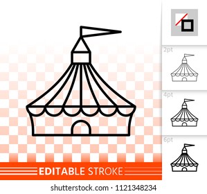 Circus tent thin line icon. Outline sign of marquee. Cirque canopy linear pictogram with different stroke width. Simple vector symbol, transparent background. Circus editable stroke icon without fill