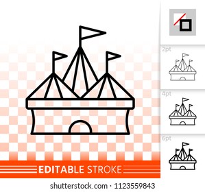 Circus tent thin line icon. Outline sign of marquee. Cirque Canopy linear pictogram with different stroke width. Simple vector symbol, transparent background. Circus editable stroke icon without fill