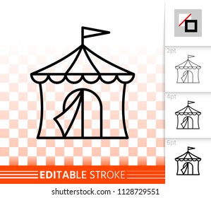 Circus tent thin line icon. Outline sign of marquee. Cirque canopy linear pictogram with different stroke width. Simple vector symbol, transparent background. Circus editable stroke icon without fill