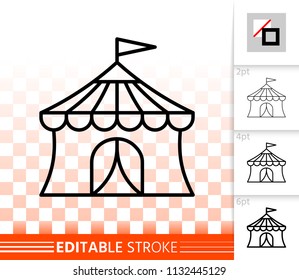 Circus Tent thin line icon. Outline sign of marquee. Cirque Canopy linear pictogram with different stroke width. Simple vector symbol, transparent background. Circus editable stroke icon without fill