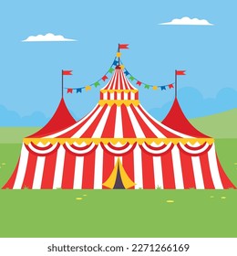 Circus tent. Vector illustration in flat style. Design element.