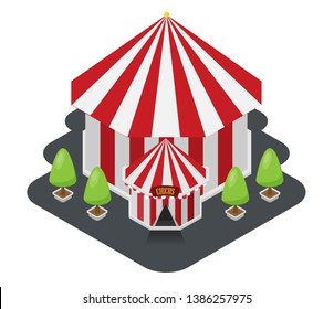 Circus tent vector isometric, flat design