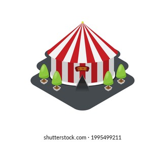 Circus tent vector isometric, flat design