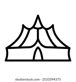 Circus Tent Vector Line Icon Design