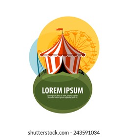 circus tent vector logo design template. attractions or carnival icon.