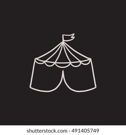 Circus Tent Vector Sketch Icon Isolated On Background. Hand Drawn Circus Tent Icon. Circus Tent Sketch Icon For Infographic, Website Or App.