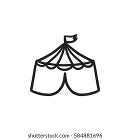 Circus Tent Vector Sketch Icon Isolated On Background. Hand Drawn Circus Tent Icon. Circus Tent Sketch Icon For Infographic, Website Or App.