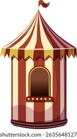 Tenda de circo. Banner de circo vintage com lâmpadas brilhantes, barraca de cúpula, destaques, estrelas de ouro, fita e grinaldas. Cartaz vetor justo divertido. Quadro retrô brilhante com texto. 