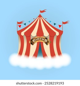 Circus tent, vintage cartoon vector.