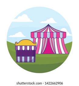 circus tents carnival in frame circular