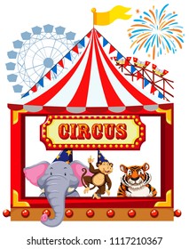 A Circus Theme with Animals illustration