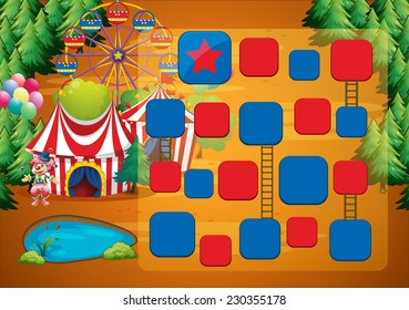 Circus theme board game with clown