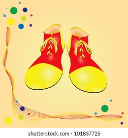 The circus theme clown shoes. Vector illustration.