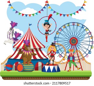 Circus theme park on isolated background illustration