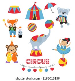 Circus Theme Set Circus Animals Artists Stock Vector (Royalty Free ...