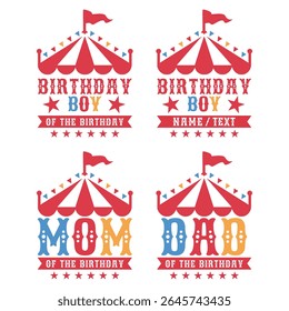 Circus Themed Birthday Family Matching Designs