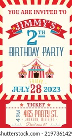 

Circus themed birthday invitations to send via social media and messages