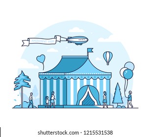 Circus - thin line design style vector illustration